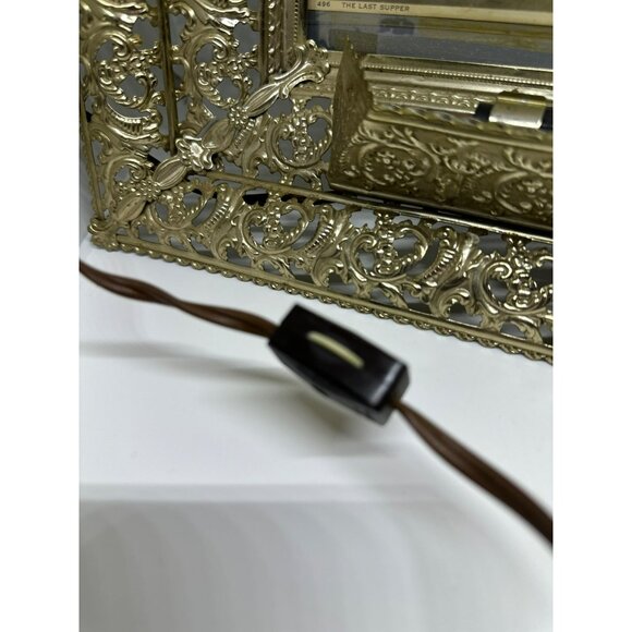 VTG Mid-Century Modern Last Supper Art Print Ornate Metal Frame Religious Decor - Picture 6 of 10